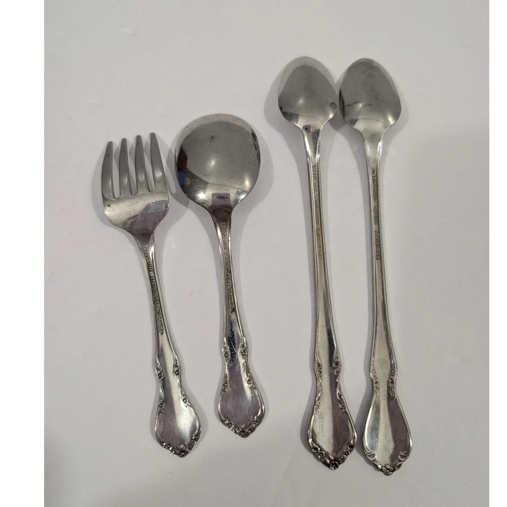 Oneida Chateau Toddletime Stainless Flatware Set Kids Fork Feeding Spoons 4pc